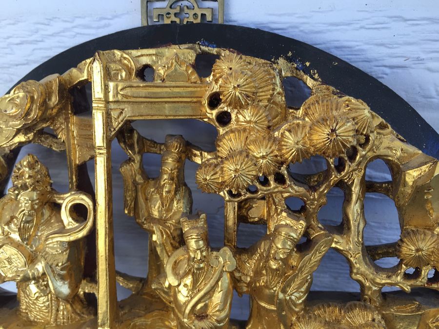 Vintage Asian Wood Carving Wall Hanging [Photo 23]