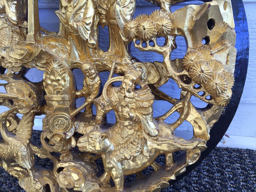 Vintage Asian Wood Carving Wall Hanging [Photo 24]