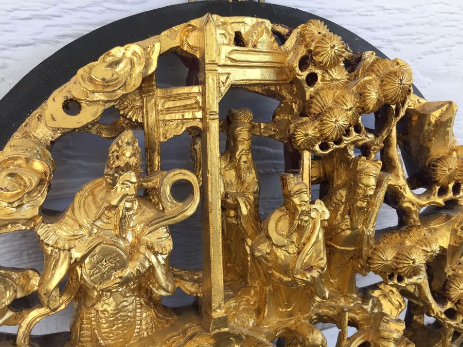 Vintage Asian Wood Carving Wall Hanging [Photo 15]