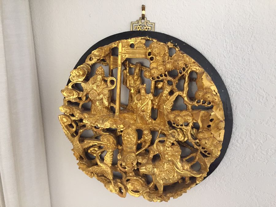 Vintage Asian Wood Carving Wall Hanging [Photo 4]