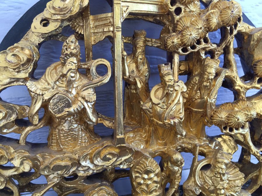 Vintage Asian Wood Carving Wall Hanging [Photo 26]