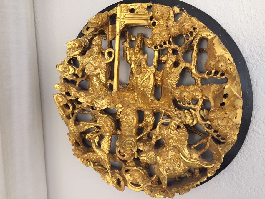 Vintage Asian Wood Carving Wall Hanging [Photo 10]