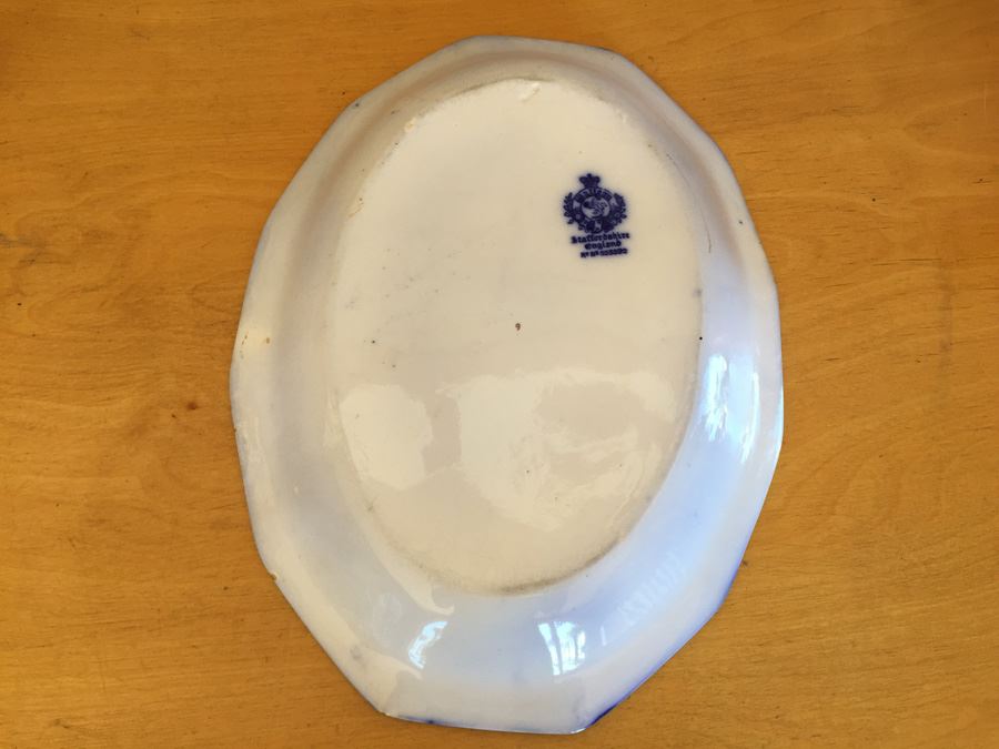 Watteau Staffordshire #555592 England Flow Blue Serving Platter [Photo 16]
