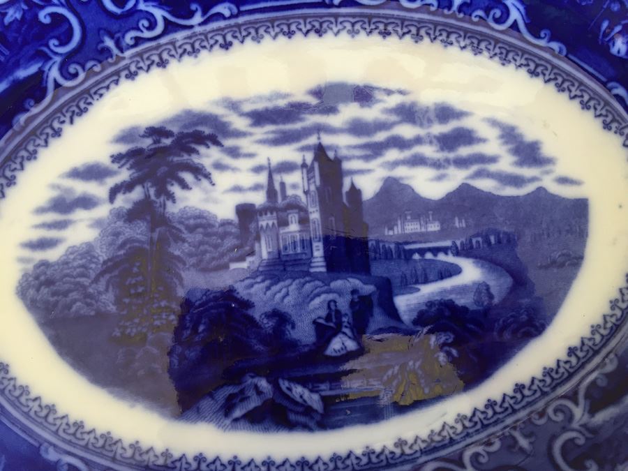 Watteau Staffordshire #555592 England Flow Blue Serving Platter [Photo 9]