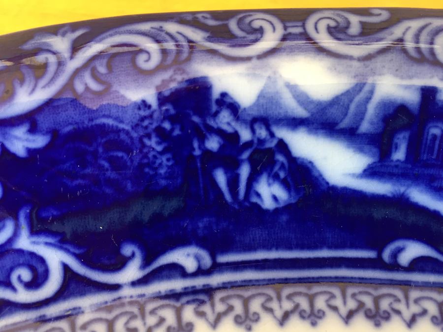 Watteau Staffordshire #555592 England Flow Blue Serving Platter [Photo 6]