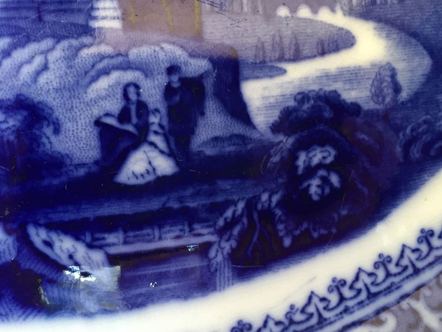 Watteau Staffordshire #555592 England Flow Blue Serving Platter [Photo 11]
