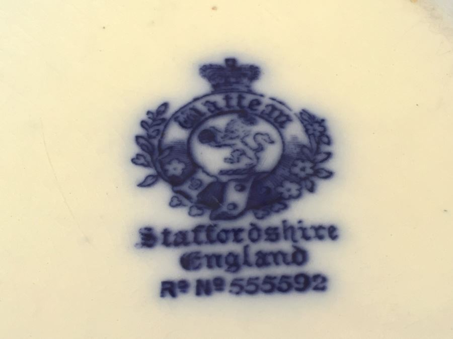 Watteau Staffordshire #555592 England Flow Blue Serving Platter