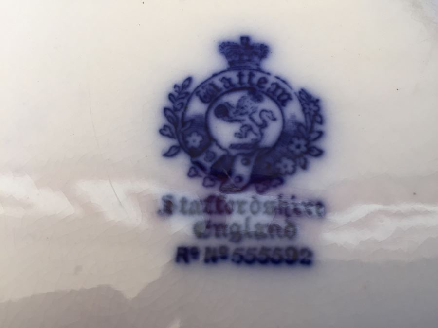 Watteau Staffordshire #555592 England Flow Blue Serving Platter [Photo 17]