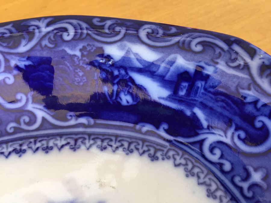 Watteau Staffordshire #555592 England Flow Blue Serving Platter [Photo 8]