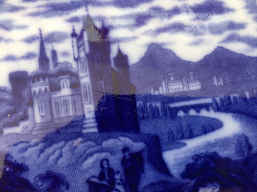 Watteau Staffordshire #555592 England Flow Blue Serving Platter [Photo 10]