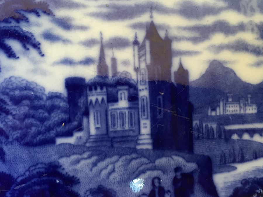 Watteau Staffordshire #555592 England Flow Blue Serving Platter [Photo 12]