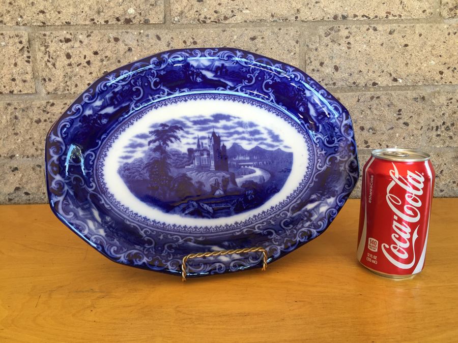 Watteau Staffordshire #555592 England Flow Blue Serving Platter [Photo 3]