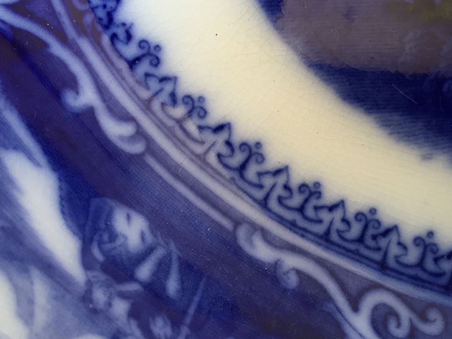 Watteau Staffordshire #555592 England Flow Blue Serving Platter [Photo 14]