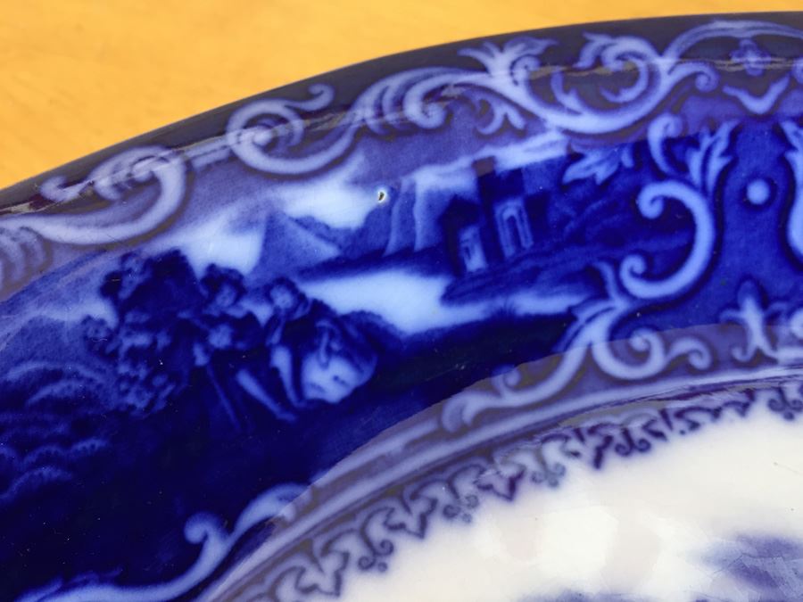 Watteau Staffordshire #555592 England Flow Blue Serving Platter [Photo 7]