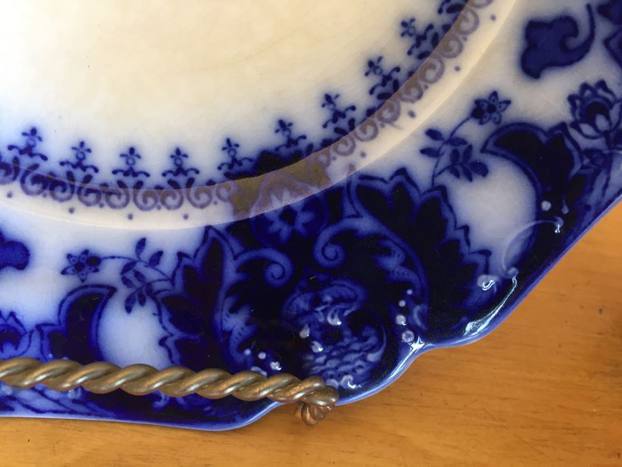 8' Florida Flow Blue England Plate [Photo 7]