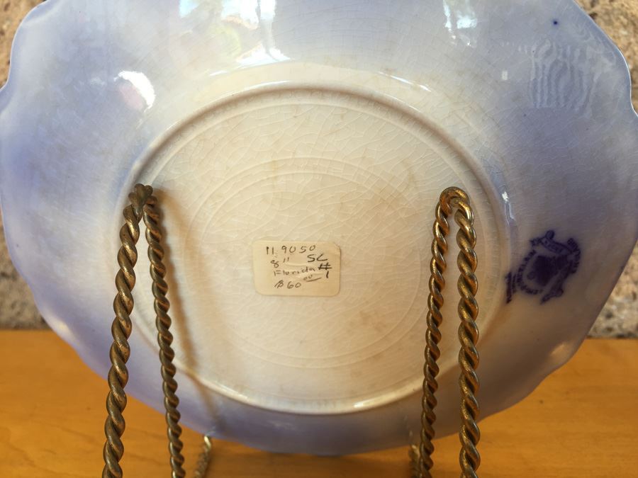 8' Florida Flow Blue England Plate [Photo 8]