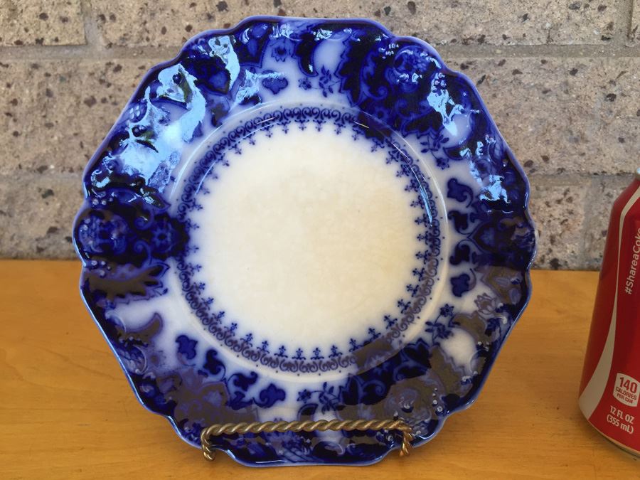 8' Florida Flow Blue England Plate [Photo 2]