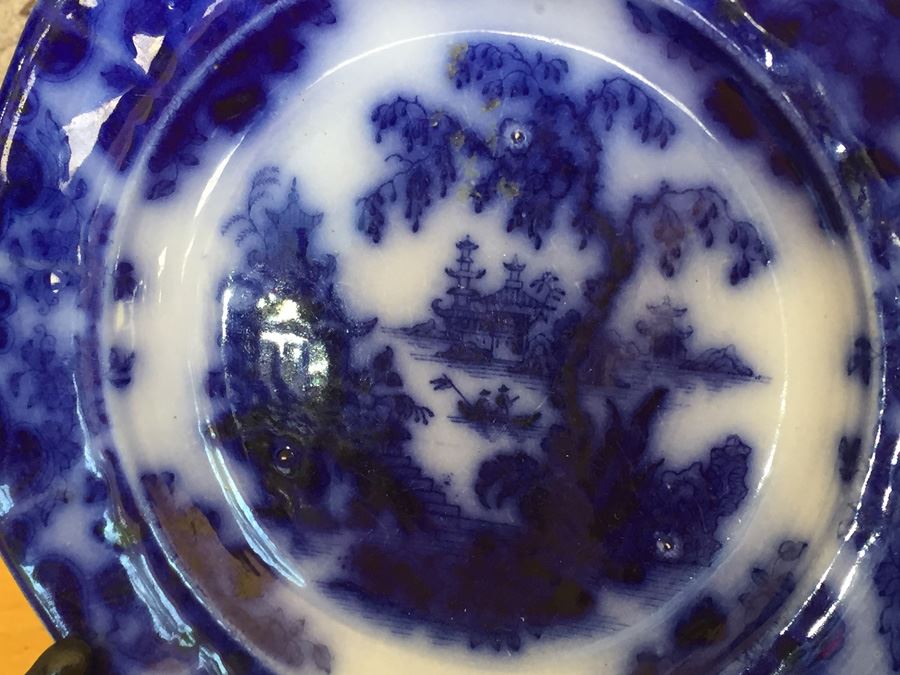 Flow Blue Ironstone Shanghai Plate - JF & Co