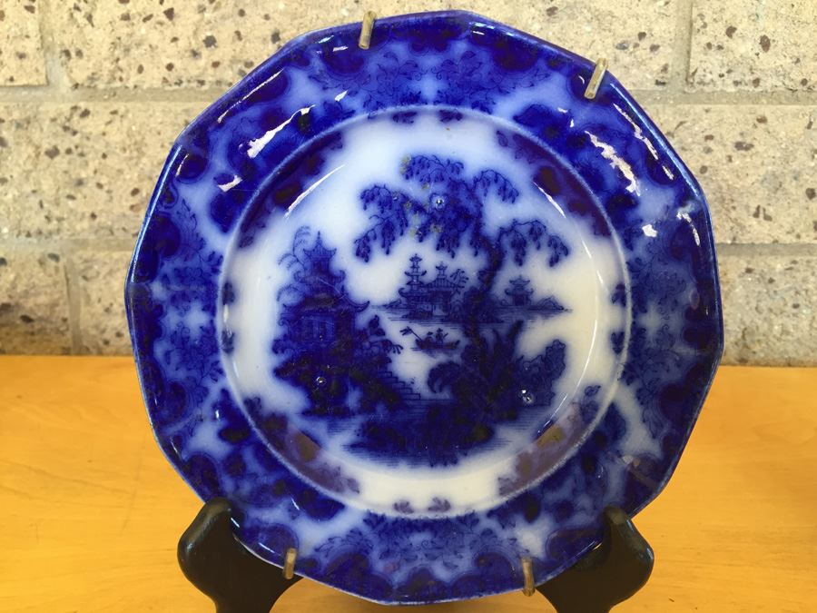 Flow Blue Ironstone Shanghai Plate - JF & Co [Photo 2]