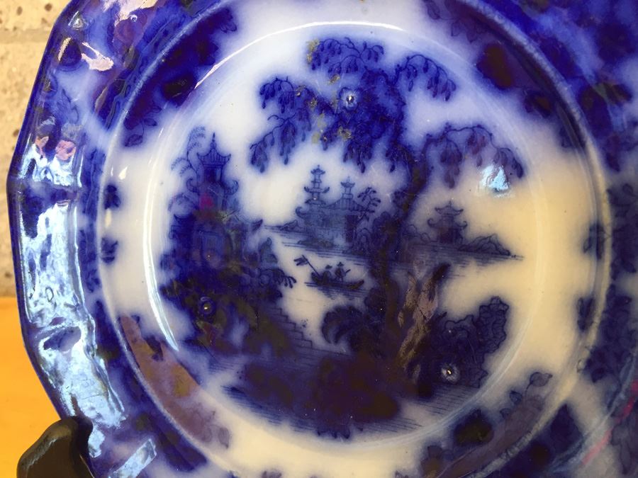 Flow Blue Ironstone Shanghai Plate - JF & Co [Photo 4]