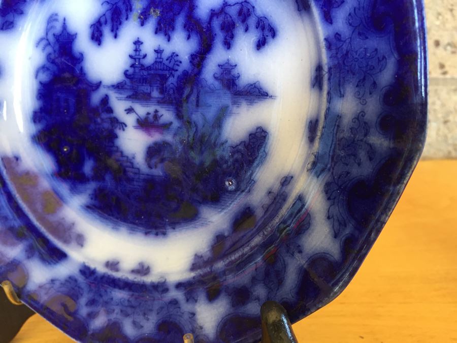 Flow Blue Ironstone Shanghai Plate - JF & Co [Photo 9]