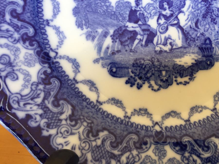 Flow Blue Plate Watteau England N.W.P. Co [Photo 5]