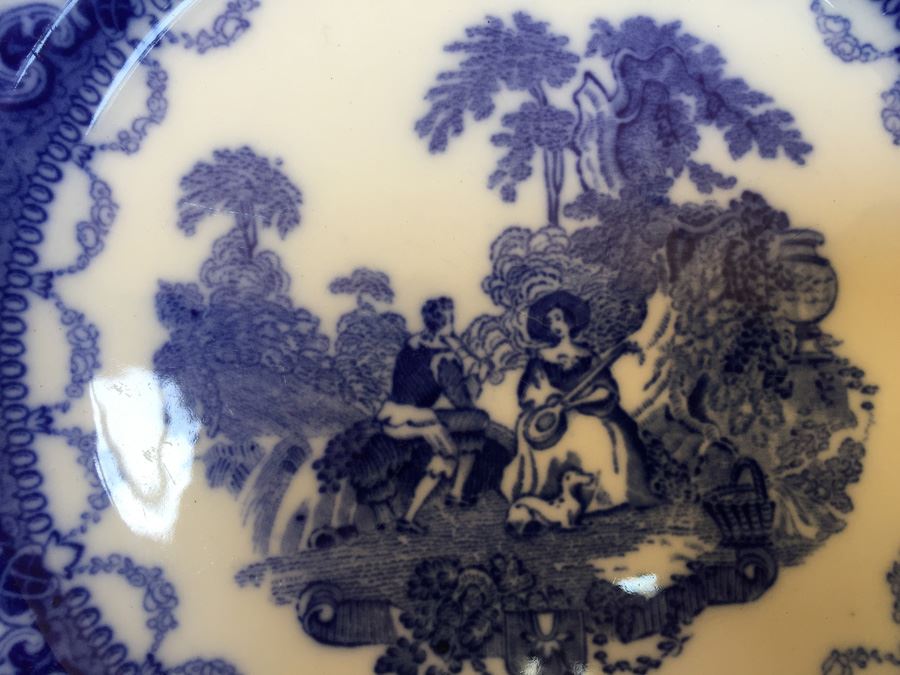 Flow Blue Plate Watteau England N.W.P. Co [Photo 7]
