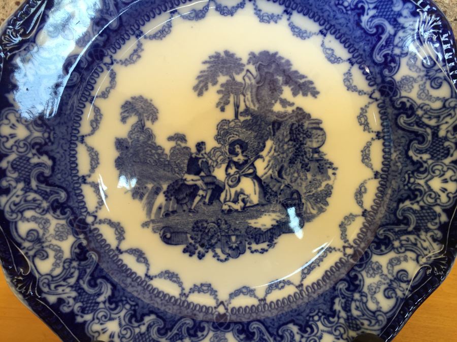 Flow Blue Plate Watteau England N.W.P. Co [Photo 10]