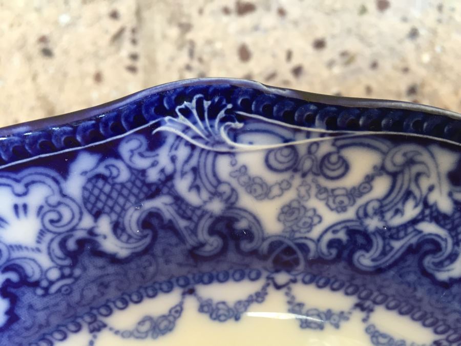 Flow Blue Plate Watteau England N.W.P. Co [Photo 6]