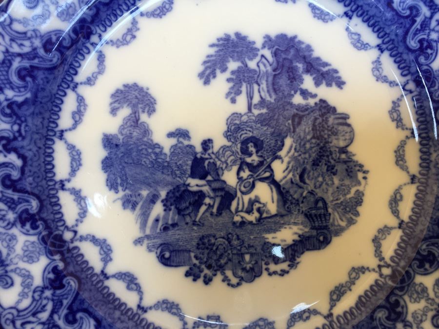 Flow Blue Plate Watteau England N.W.P. Co [Photo 4]