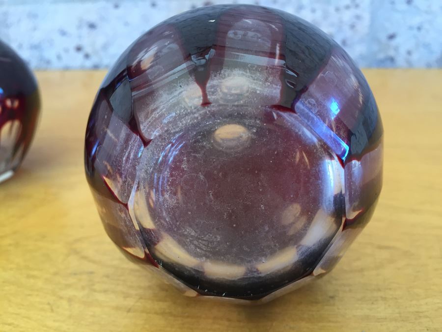 Pair Of Bohemian Cranberry Ruby Red Vases [Photo 9]
