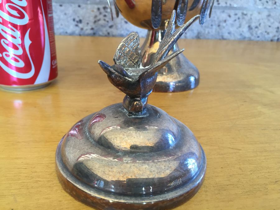 Vintage Silver Sheffield Plate Sugar Bowl and Spoon Holder With Bird Top And Spoons [Photo 8]