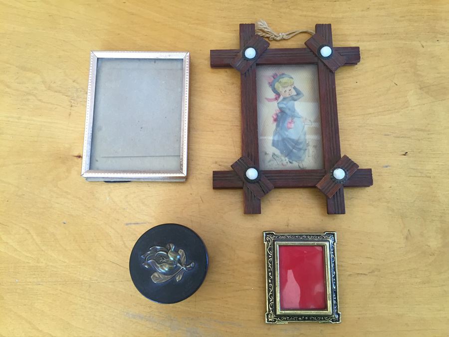 Small Picture Frame Lot With Wooden Box [Photo 1]