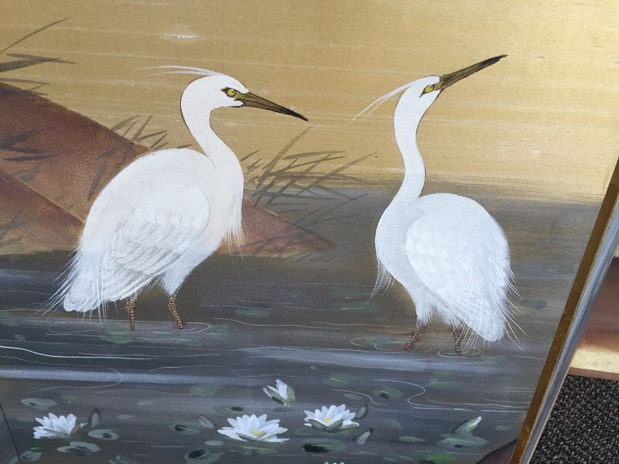 4-Panel Hand Painted Japanese Screen [Photo 3]