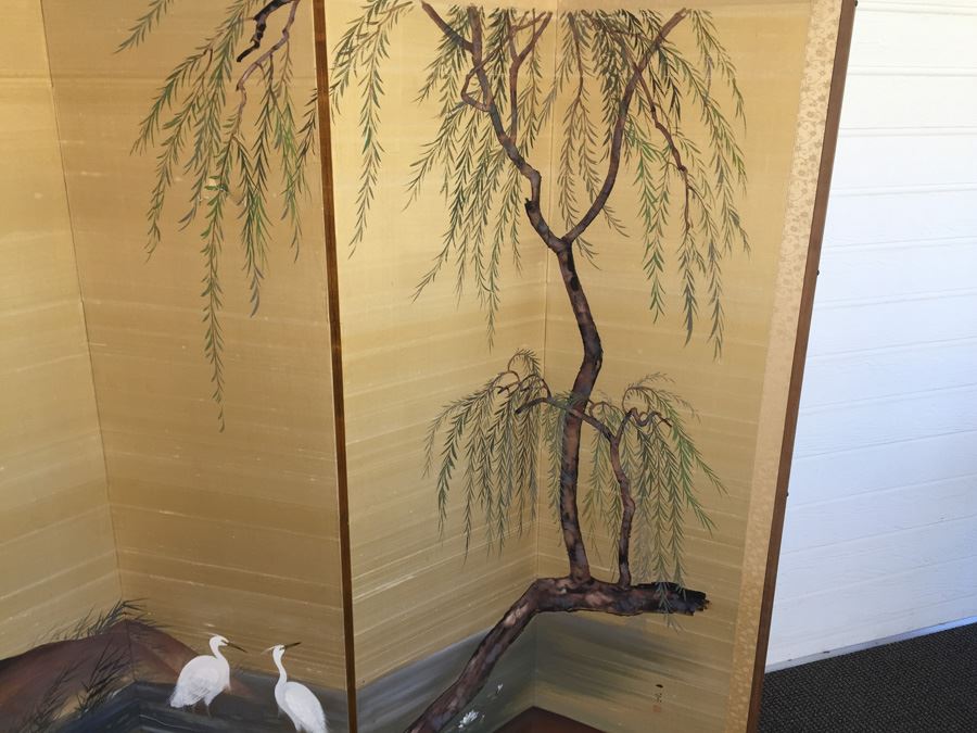 4-Panel Hand Painted Japanese Screen [Photo 4]