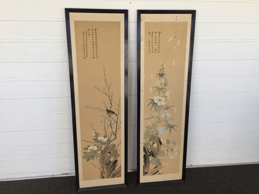 Pair Of Chinese Paintings In Ink On Silk [Photo 1]