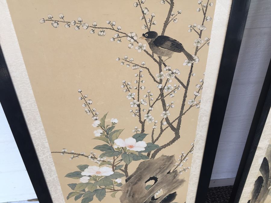 Pair Of Chinese Paintings In Ink On Silk [Photo 3]