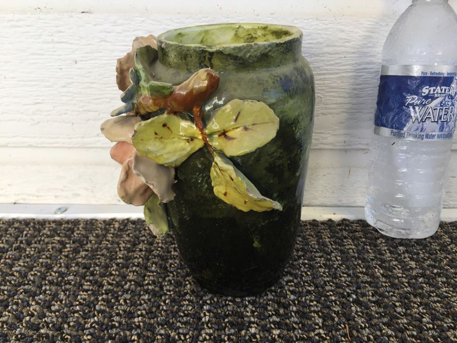 Floral Pottery Vase Signed On Bottom [Photo 6]