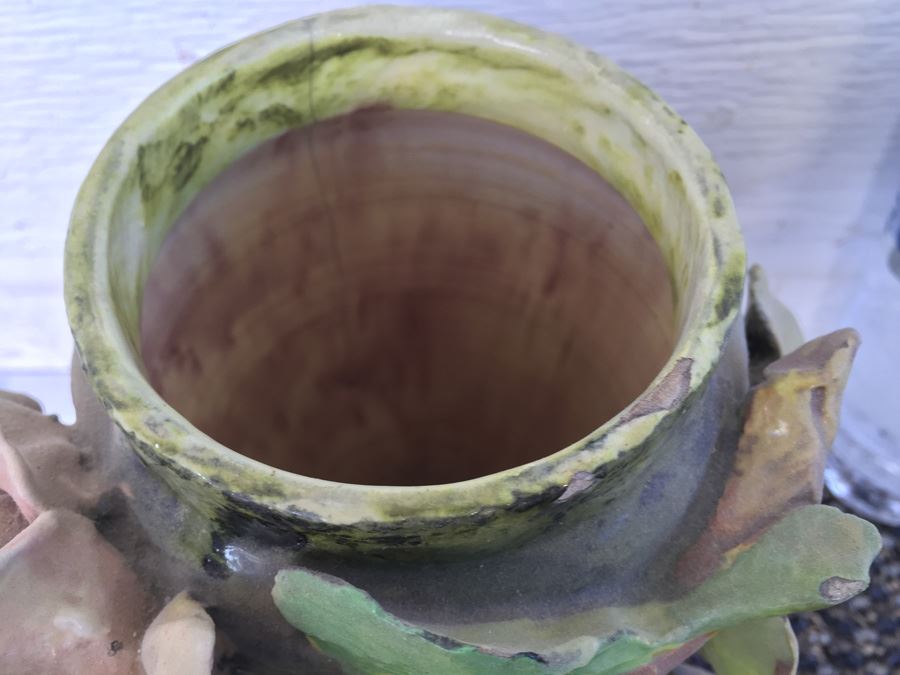 Floral Pottery Vase Signed On Bottom [Photo 2]