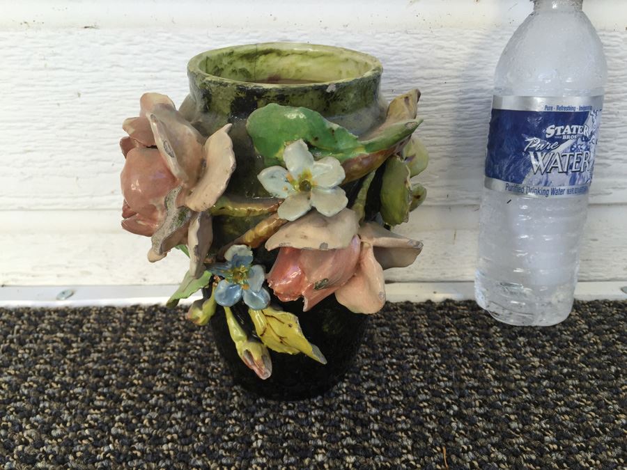 Floral Pottery Vase Signed On Bottom [Photo 5]