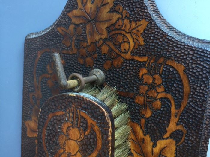 Tramp Art Brush With Wall Mounted Holder [Photo 5]