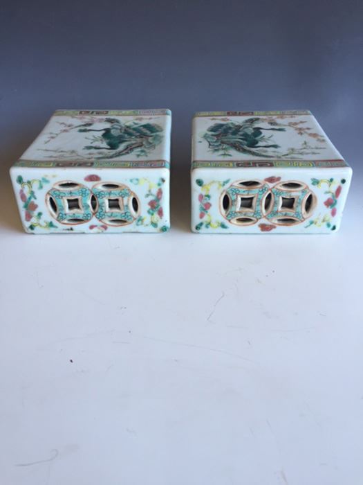 Pair Of Chinese Famille Rose Opium Pillows [Photo 2]