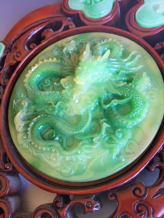 Pair Of Chinese Knotting Faux Jade & Faux Wood Wall Hanging Plaque [Photo 3]