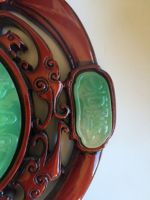 Pair Of Chinese Knotting Faux Jade & Faux Wood Wall Hanging Plaque [Photo 8]