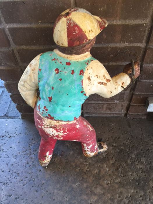 Large Vintage Black Americana Cast Iron Cement Filled Lawn Jockey - Estimate $500 [Photo 2]