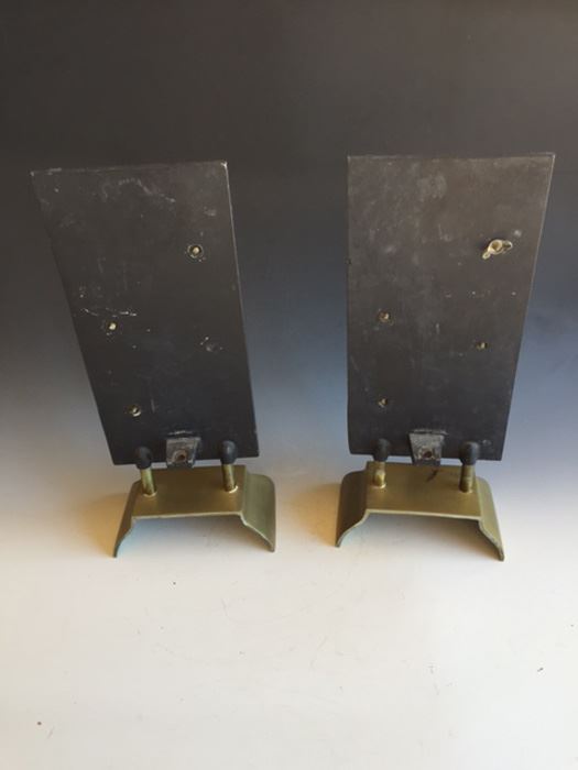 Pair Of Asian Black Metal And Brass Decorative Design Pieces [Photo 2]