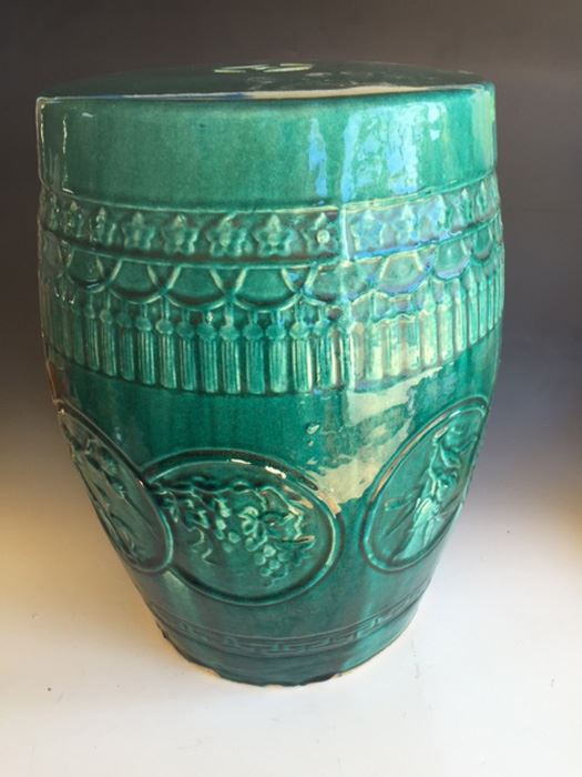 Vintage Chinese Green Glaze Ceramic Garden Stool [Photo 1]