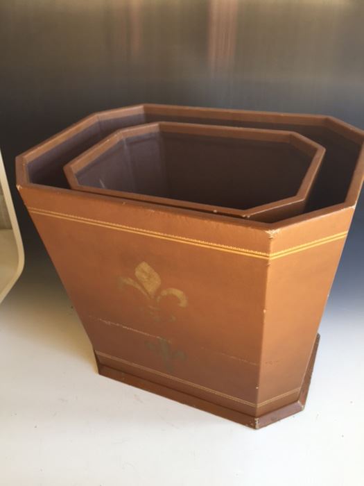 Pair Of Leather Waste Baskets [Photo 1]