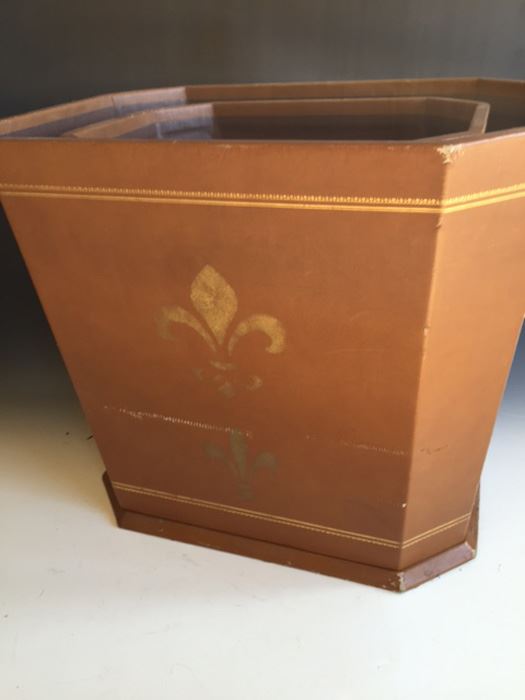 Pair Of Leather Waste Baskets [Photo 2]