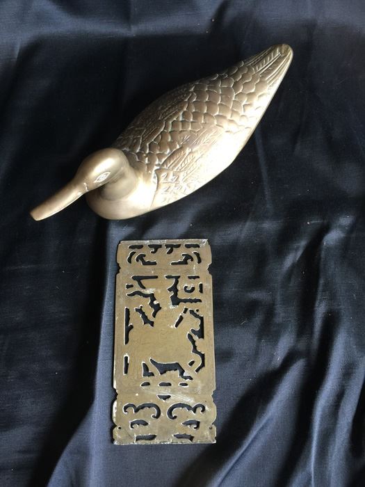 Brass Duck And Plaque Lot [Photo 3]